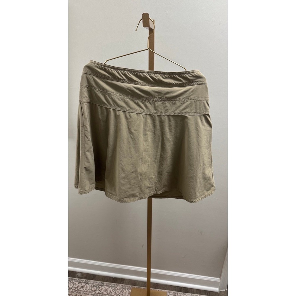 Athleta Womens Tan Khaki Athletic Skort Skirt with Shorts Pocket Size 16